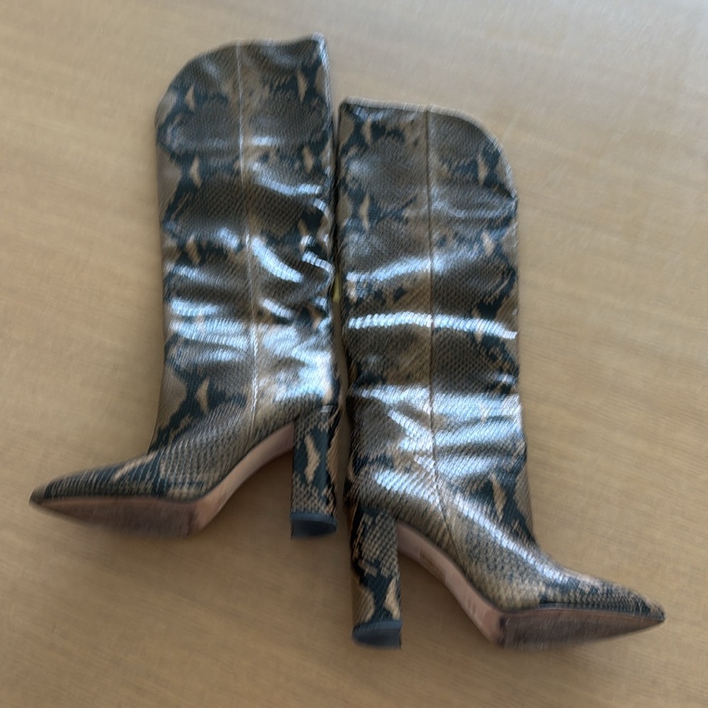 Authentic 100% leather Paris Texas Snakeskin brown Knee-High Boots size 37 - Picture 2 of 8